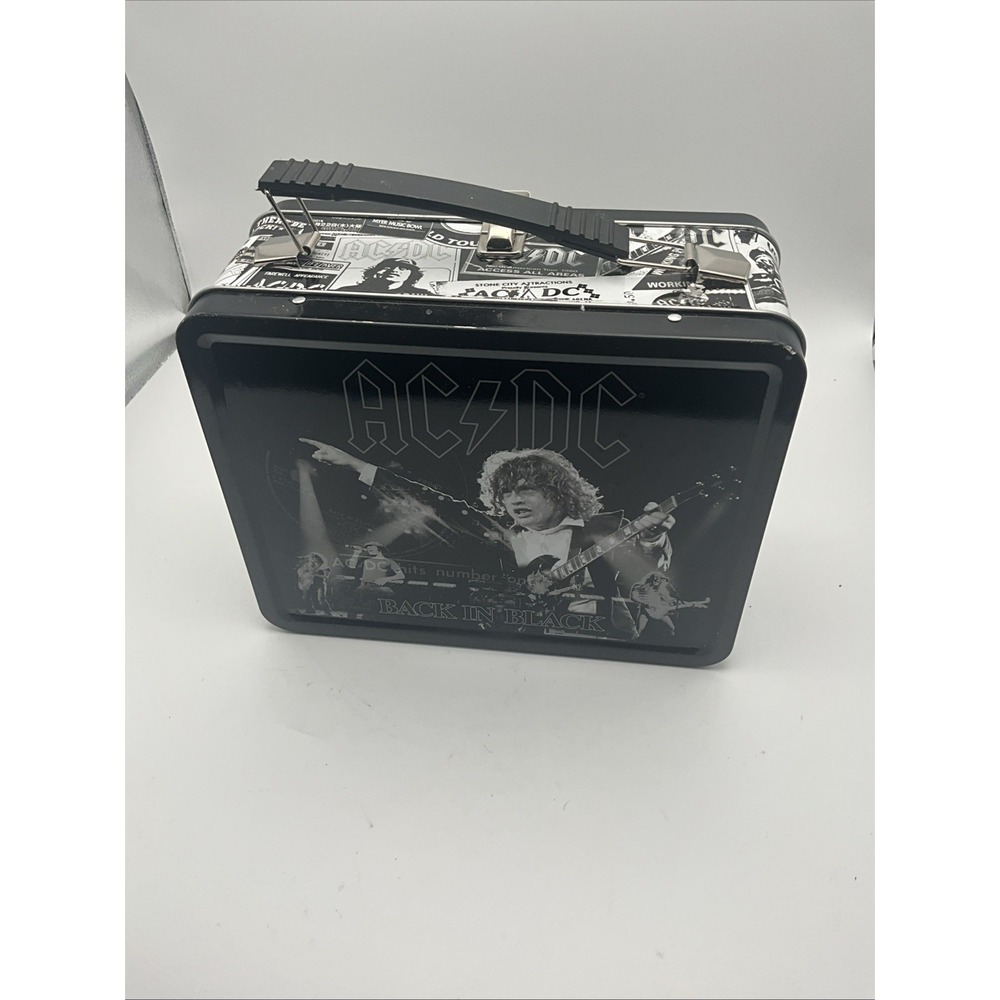 AC/DC Back In Black Metal Lunch Box Tin Carry Case Rock Band Storage Box